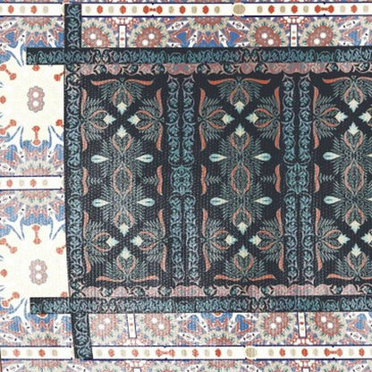 5' X 7' Dark Grey And Orange Oriental Area Rug