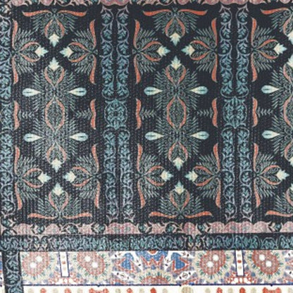 5' X 7' Dark Grey And Orange Oriental Area Rug