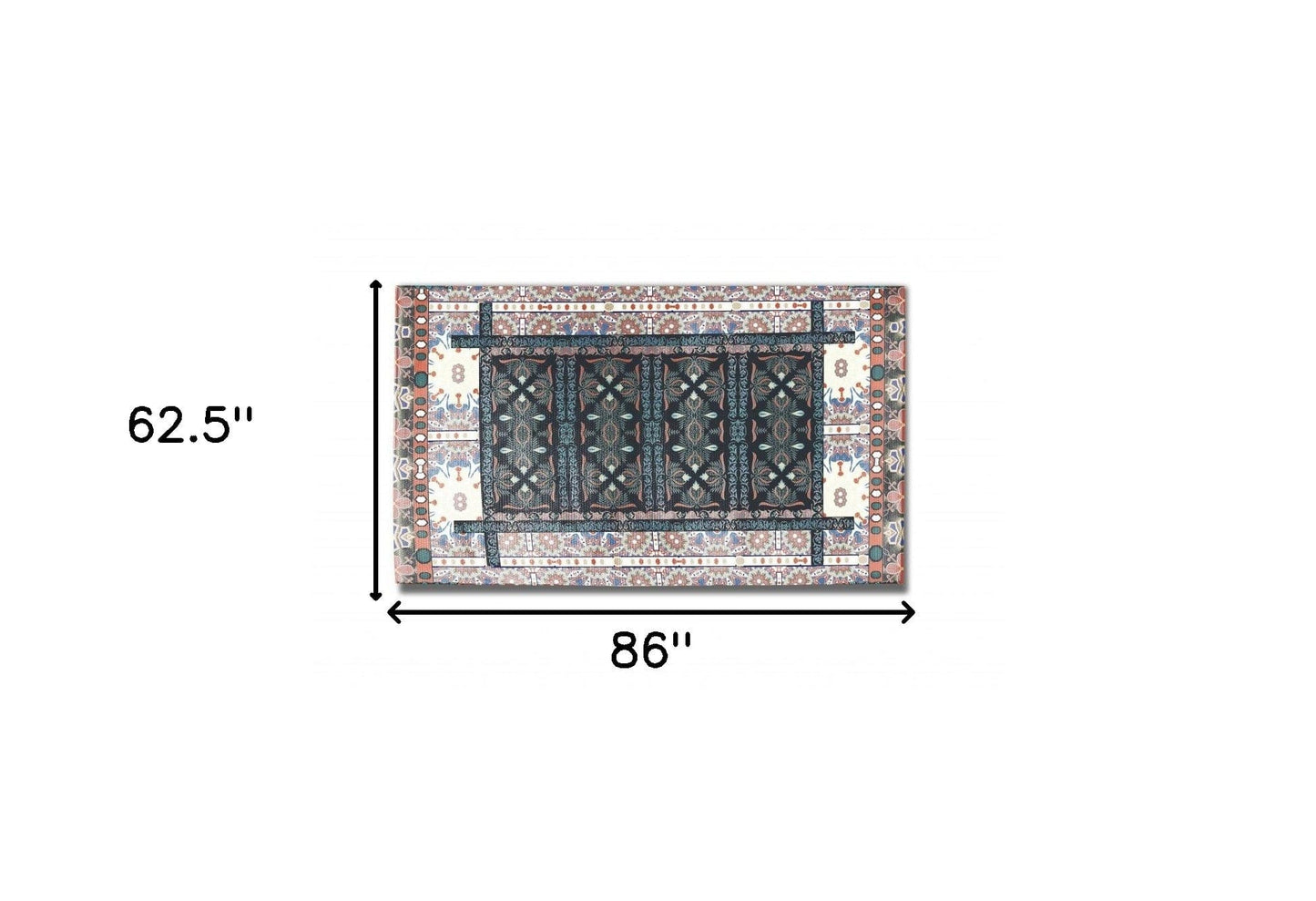 5' X 7' Dark Grey And Orange Oriental Area Rug