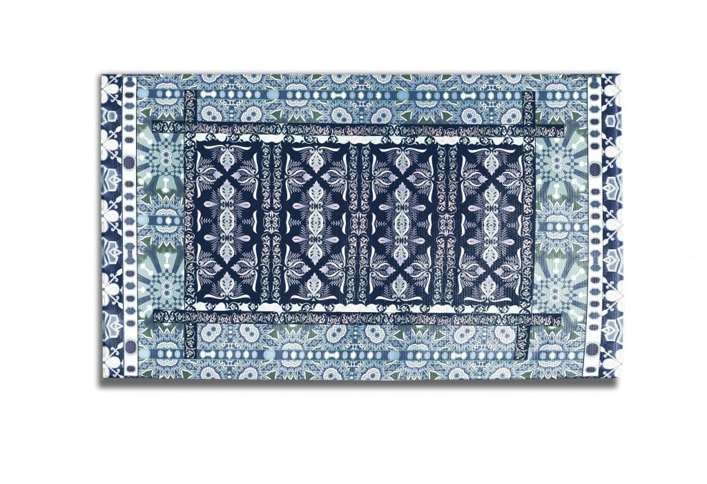 5' X 7' Indigo Light Blue Oriental Area Rug