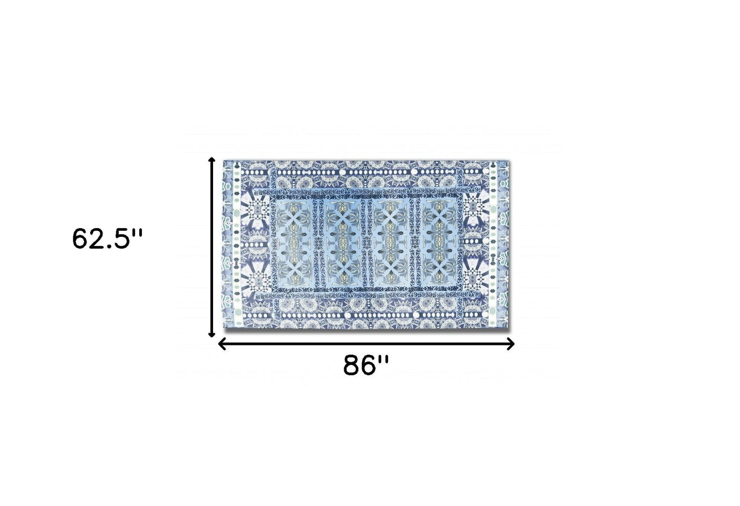 5' X 7' Light Blue Oriental Area Rug