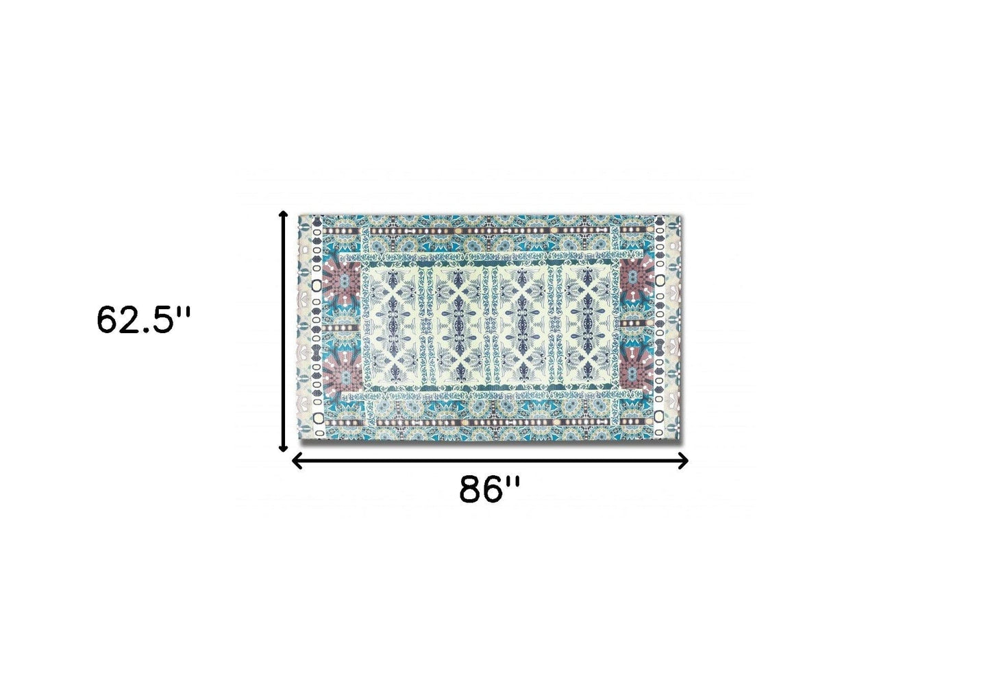 5' X 7' Muted Green Oriental Area Rug