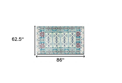 5' X 7' Muted Green Oriental Area Rug