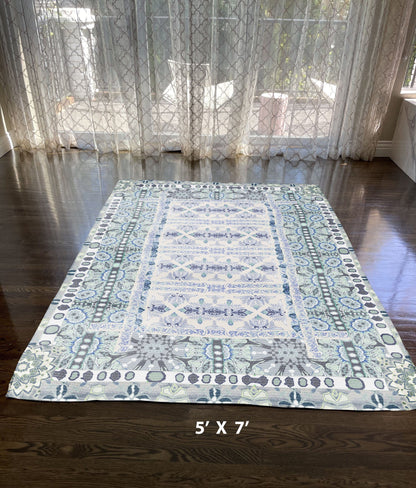 5' X 7' Off White Oriental Area Rug