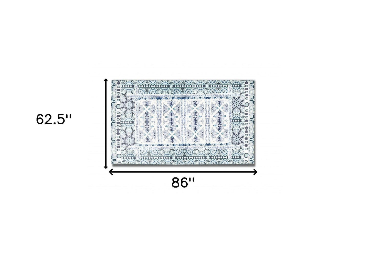 5' X 7' Off White Oriental Area Rug
