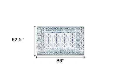 5' X 7' Off White Oriental Area Rug