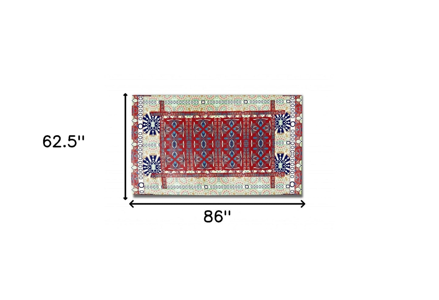 5' X 7' Red Oriental Area Rug