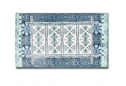 5' X 7' Green And Blue Oriental Area Rug