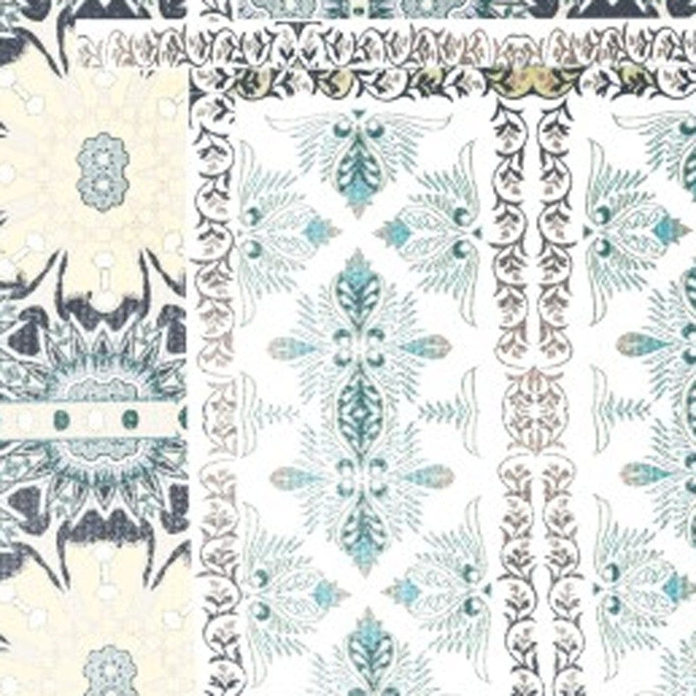 5' X 7' Green And Yellow Oriental Area Rug