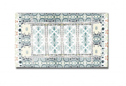 5' X 7' Green And Yellow Oriental Area Rug