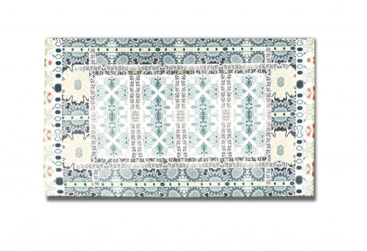 5' X 7' Green And Yellow Oriental Area Rug