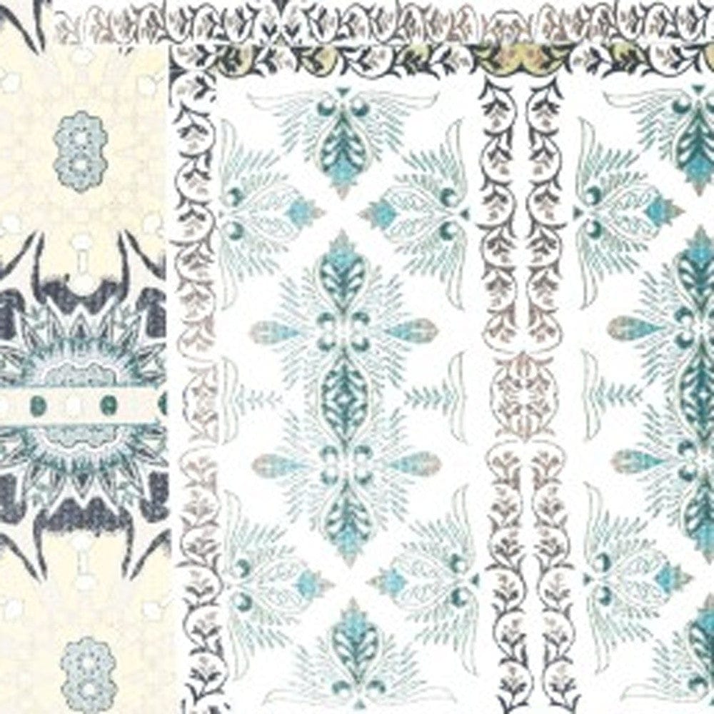 5' X 7' Green And Yellow Oriental Area Rug