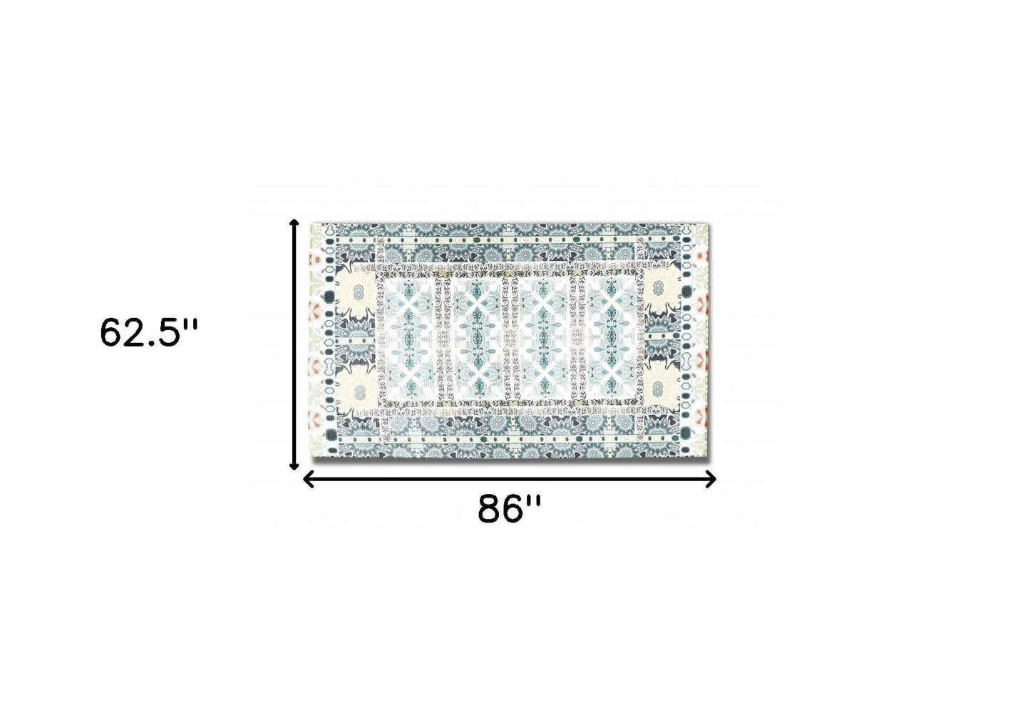 5' X 7' Green And Yellow Oriental Area Rug