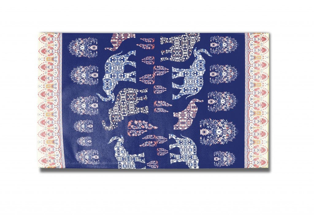 5' X 7' Evening Blue And Cream Southwestern Area Rug