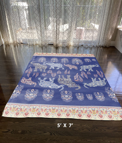 5' X 7' Evening Blue And Cream Southwestern Area Rug