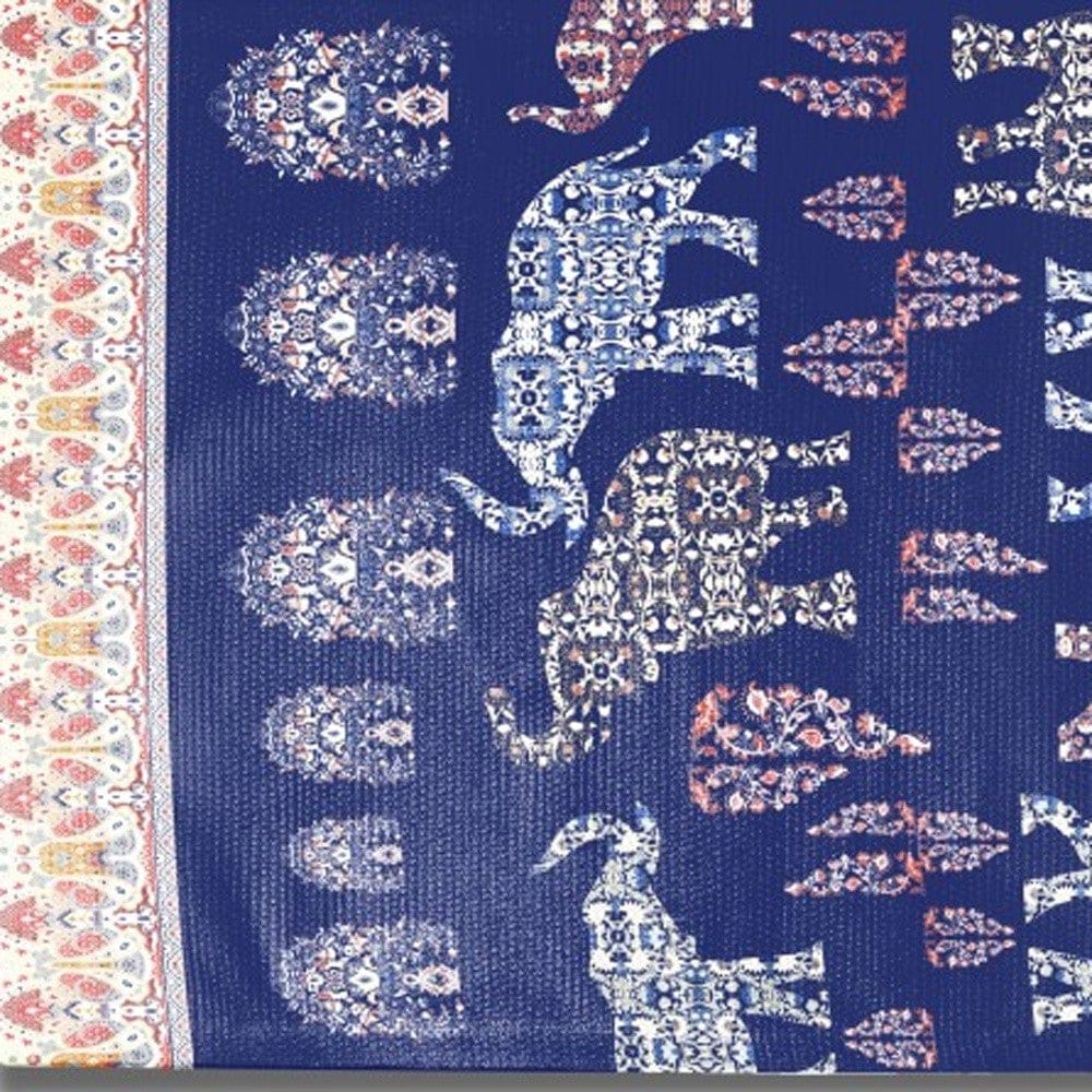 5' X 7' Evening Blue And Cream Southwestern Area Rug