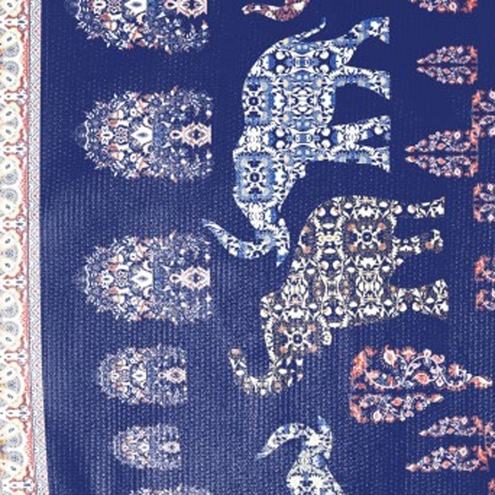 5' X 7' Evening Blue And Cream Southwestern Area Rug