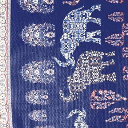 5' X 7' Evening Blue And Cream Southwestern Area Rug