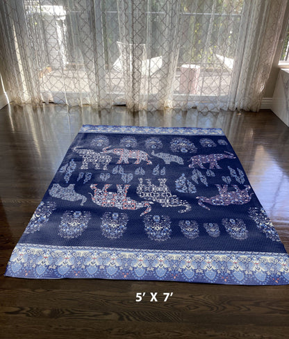 5' X 7' Indigo Southwestern Area Rug