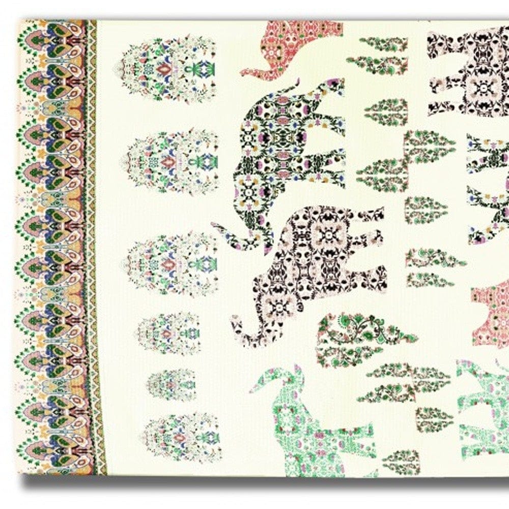 5' X 7' Muted Green And Orange Southwestern Area Rug