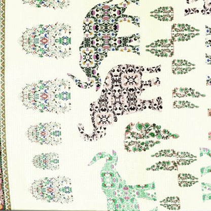 5' X 7' Muted Green And Orange Southwestern Area Rug