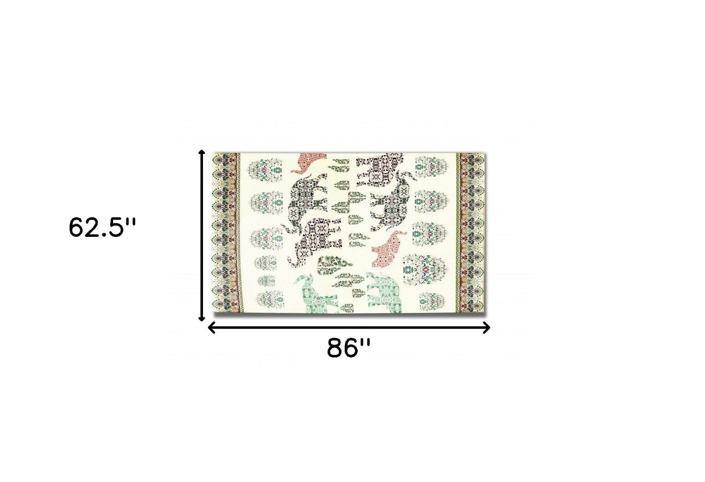 5' X 7' Muted Green And Orange Southwestern Area Rug