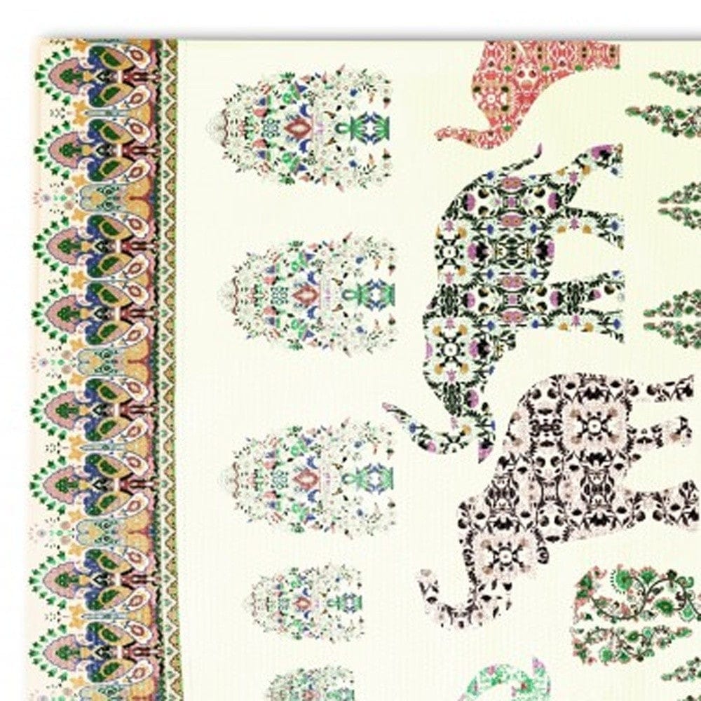 5' X 7' Muted Green And Orange Southwestern Area Rug