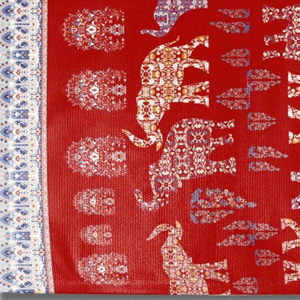 5' X 7' Red And Orange Southwestern Area Rug