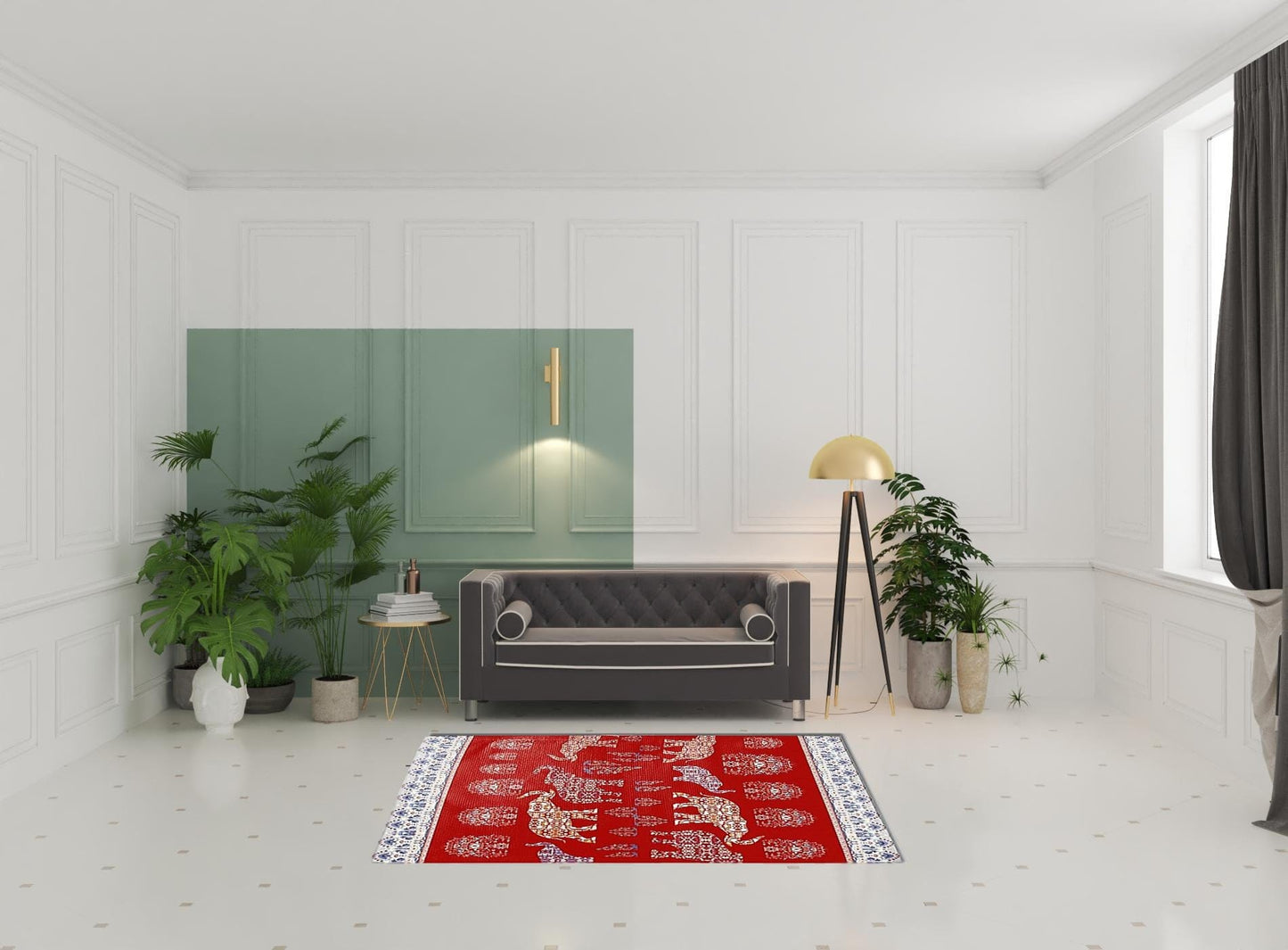 5' X 7' Red And Orange Southwestern Area Rug