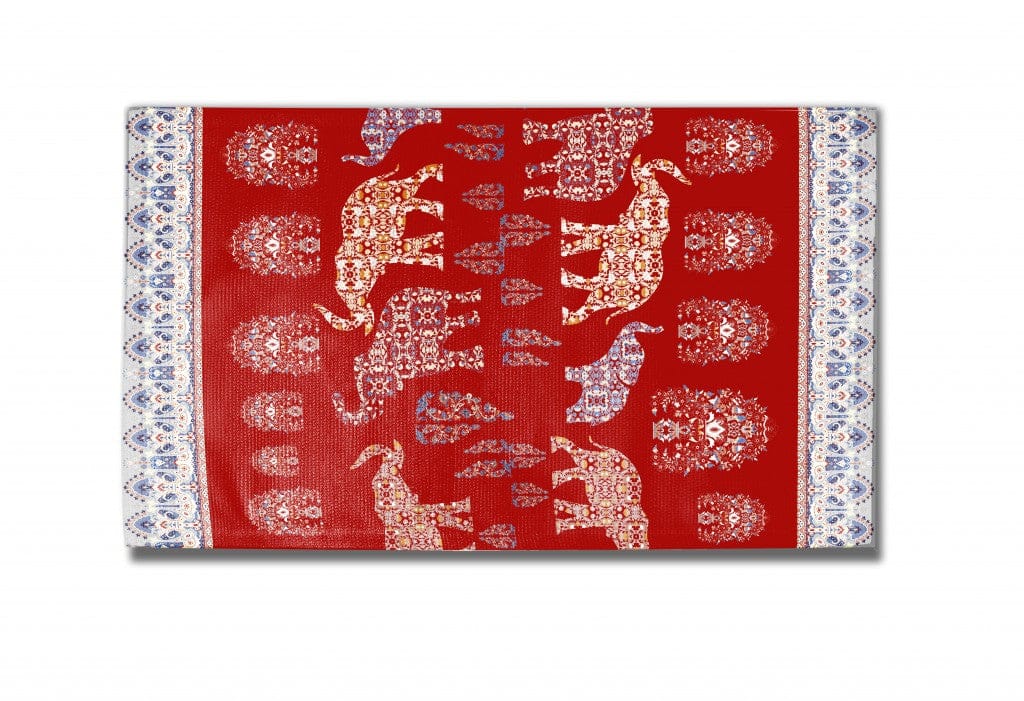 5' X 7' Red And Orange Southwestern Area Rug