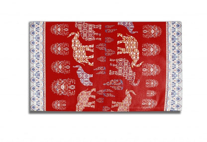 5' X 7' Red And Orange Southwestern Area Rug