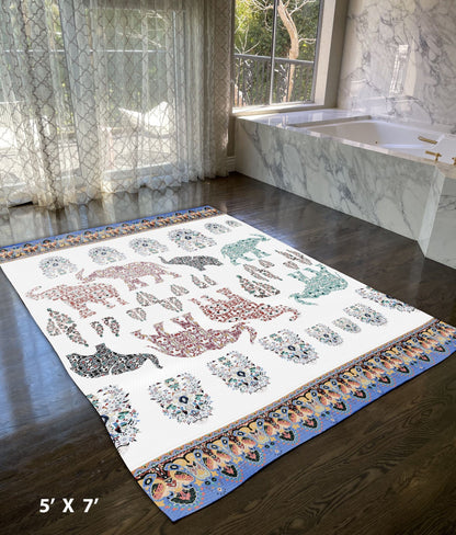 5' X 7' Maroon And Blue Southwestern Area Rug