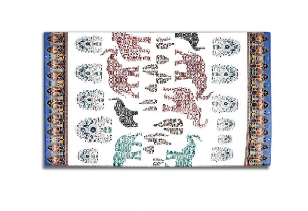 5' X 7' Maroon And Blue Southwestern Area Rug