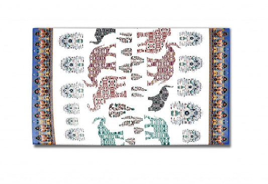 5' X 7' Maroon And Blue Southwestern Area Rug