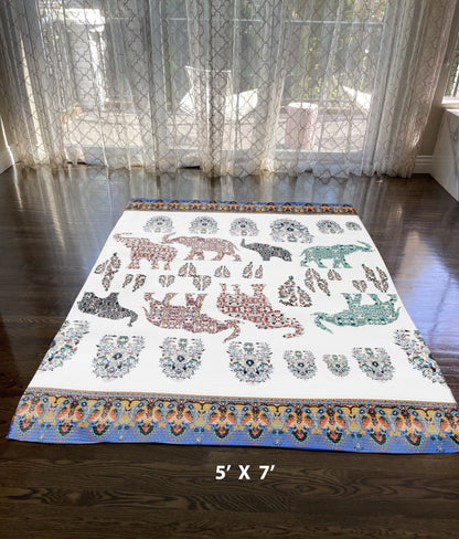 5' X 7' Maroon And Blue Southwestern Area Rug