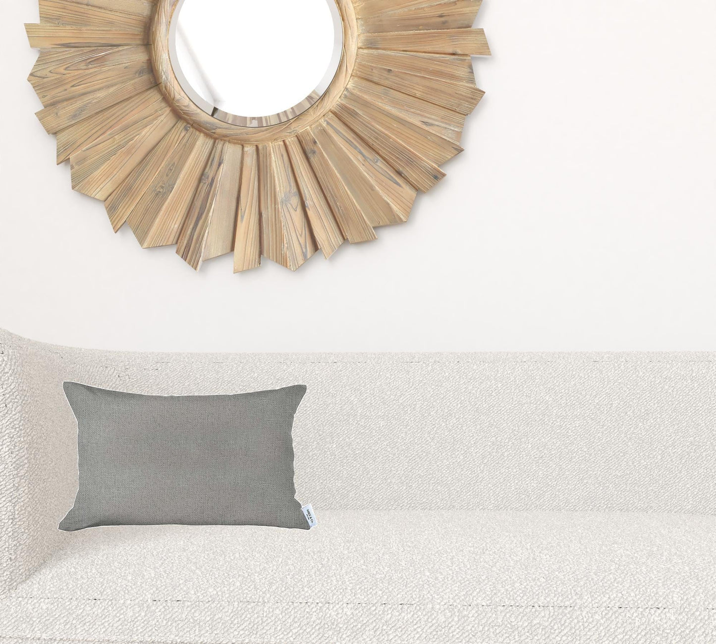 12" X 20" Grey Solid Color Zippered Handmade Polyester Lumbar Pillow Cover