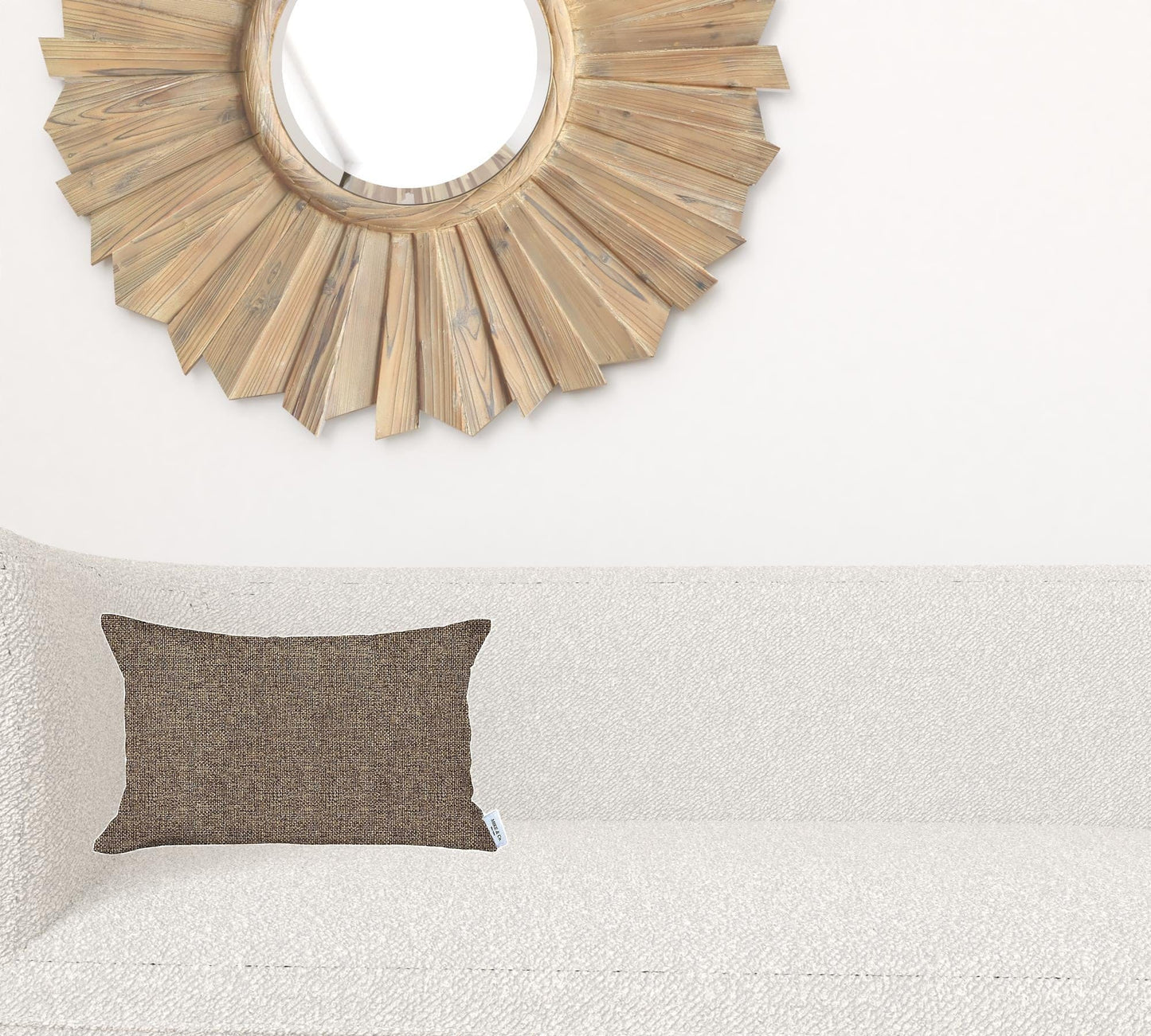 12" X 20" Brown Solid Color Zippered Handmade Polyester Lumbar Pillow Cover