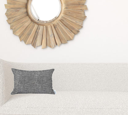 12" X 20" Grey And Black Solid Color Zippered Handmade Polyester Lumbar Pillow Cover