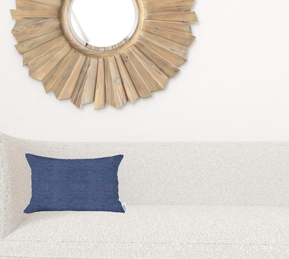 12" X 20" Blue Solid Color Zippered Handmade Polyester Lumbar Pillow Cover