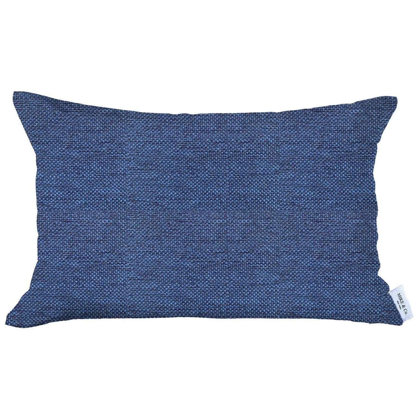 12" X 20" Blue Solid Color Zippered Handmade Polyester Lumbar Pillow Cover