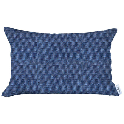 12" X 20" Blue Solid Color Zippered Handmade Polyester Lumbar Pillow Cover