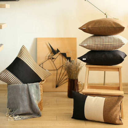 18" X 18" Brown Solid Color Zippered Handmade Polyester Throw Pillow Cover