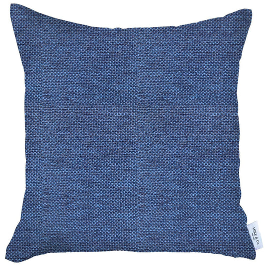 18" X 18" Blue Solid Color Zippered Handmade Polyester Throw Pillow Cover