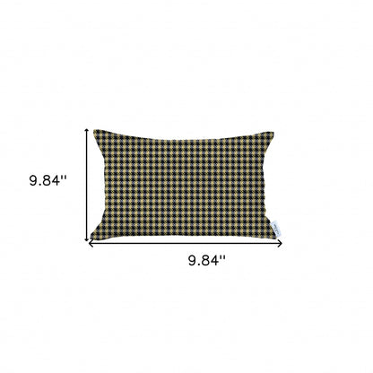 12" X 20" Yellow Houndstooth Zippered Handmade Polyester Lumbar Pillow Cover