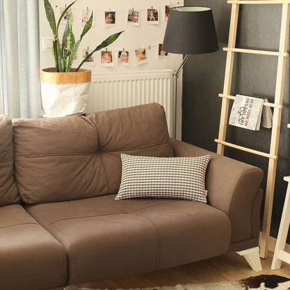 12" X 20" Brown Houndstooth Zippered Handmade Polyester Lumbar Pillow Cover