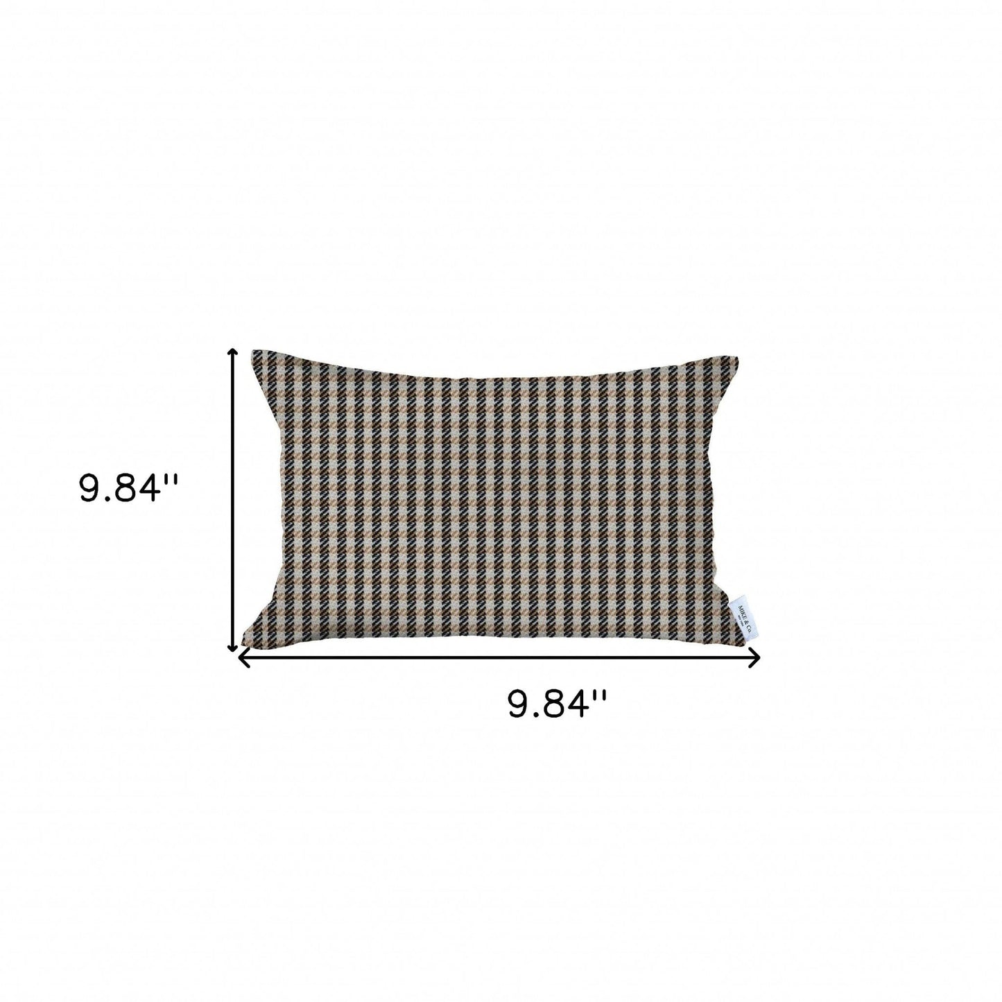 12" X 20" Brown Houndstooth Zippered Handmade Polyester Lumbar Pillow Cover
