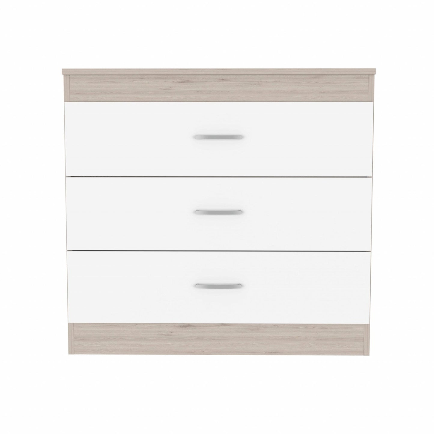 29" Light Gray and White Three Drawer Dresser