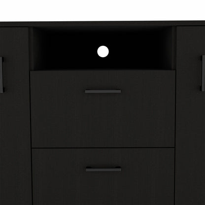 Black Three Door Closet with Two Drawers