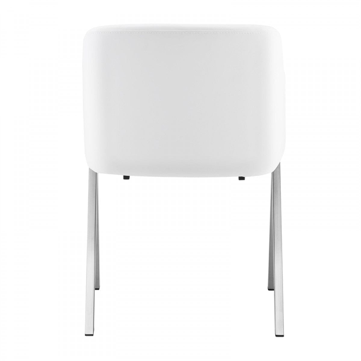 Set of Two White Faux Leather Modern Dining Chairs