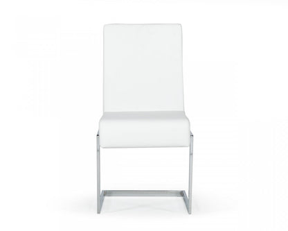 Set of Two White Silver Modern Dining Chairs
